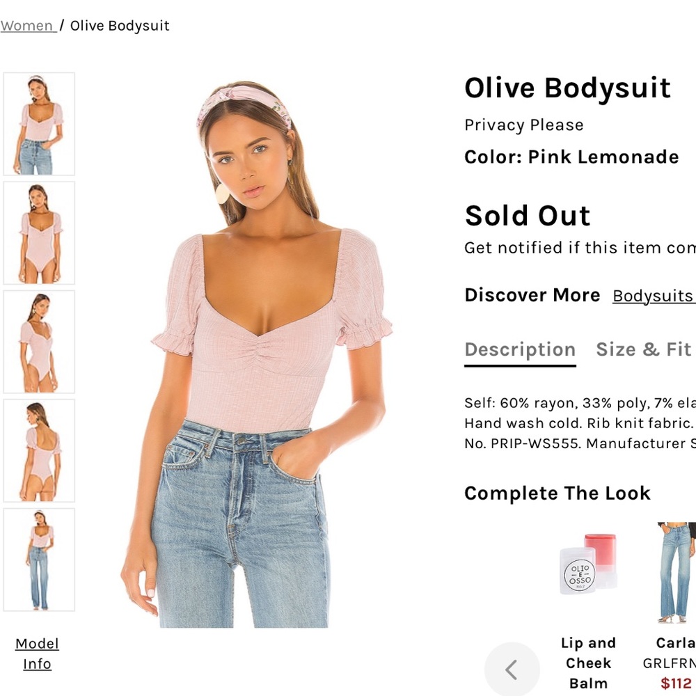 Privacy Please Revolve Olive bodysuit NWT